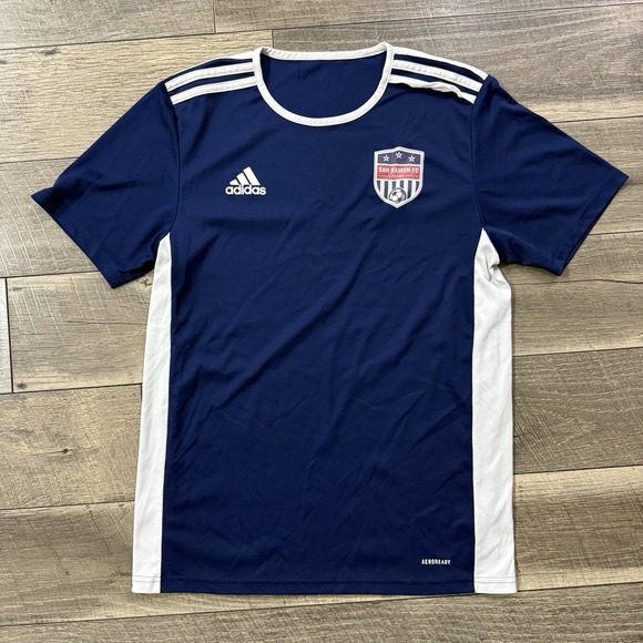 Y2K Adidas Trefoil Blue San Ramon FC Soccer Jersey Shirt Mens Medium Streetwear - Picture 1 of 8